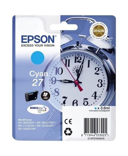 Epson Singlepack Cyan 27 DURABrite Ultra Ink inktcartridge