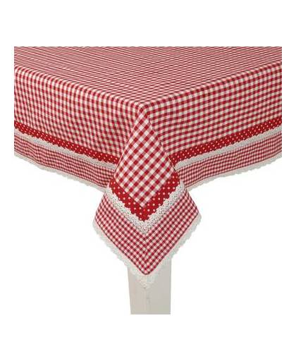 Clayre & eef tafelkleed rood 130x180 cm - rood - katoen, 100% katoen
