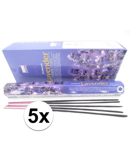 5x pakje Darshan wierook Lavendel met 20 stokjes Multi