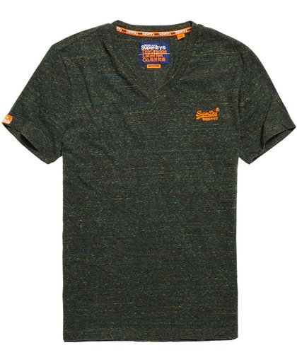 Superdry Orange Label Vintage Emb S/S Vee  Sportshirt - Maat XL  - Mannen - donker groen/oranje