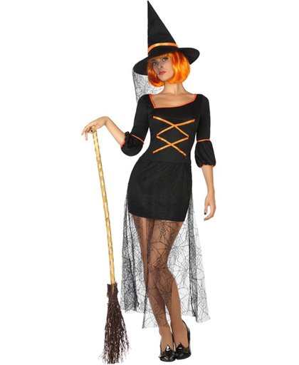 Vegaoo Sexy zwart en oranje heksen kostuum M / L