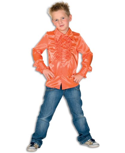 Vegaoo Oranje blouse met franjes voor kinderen 164 (14 jaar)