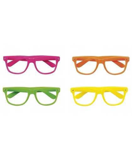 Vegaoo 4 fluo brillen voor volwassenen One Size