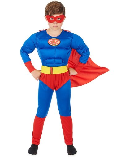 Vegaoo Rood met blauw superhelden kostuum voor jongens 104/116 (4-6 jaar)