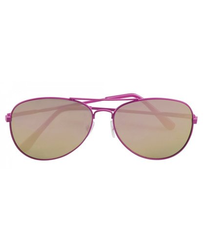 Vegaoo Vliegenier bril met roze frame voor volwassenen One Size