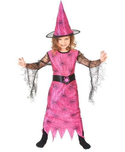 Vegaoo Verkleedkostuum spin heks roze voor meisjes Halloween pak 140/152 (10-12 jaar)