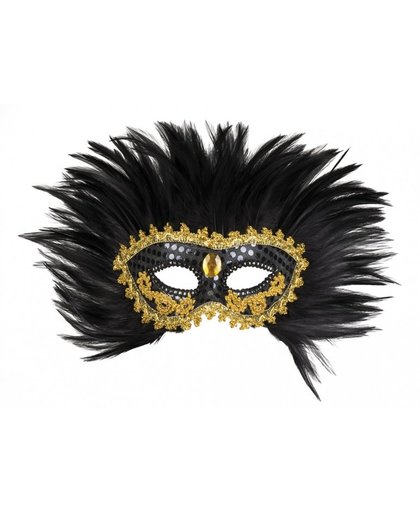 Vegaoo Venetiaans masker met veren voor dames One Size