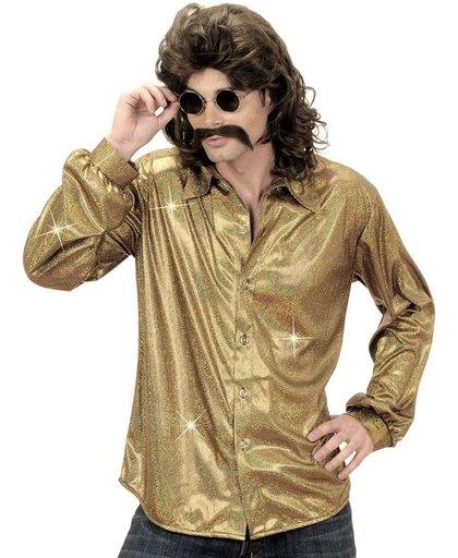 Vegaoo Goudkleurige disco blouse voor mannen XL