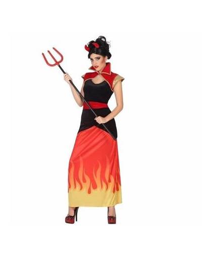 Halloween duivel dames kostuum / jurk met vlammen xl