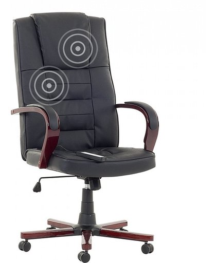 beliani Massagestoel - Directeursstoel - Burostoel - Lederen stoel - Stoel in zwart - DIAMOND