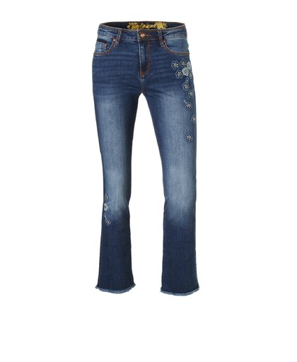 straight fit 7/8 jeans met borduursels