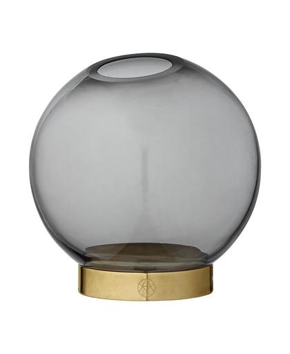 Aytm - Globe Vase W/Stand Black & Brass Mini