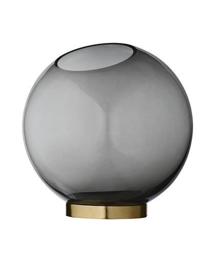 Aytm - Globe Vase W/Stand Black & Brass L