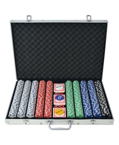 vidaXL Pokerset met 1000 chips aluminium