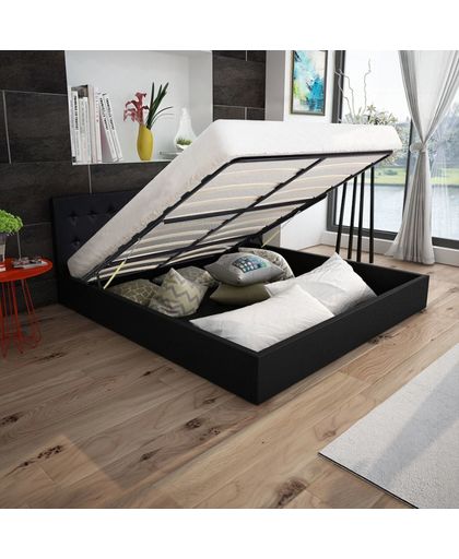 vidaXL Bed met matras en opslagruimte 180x200 cm kunstleer