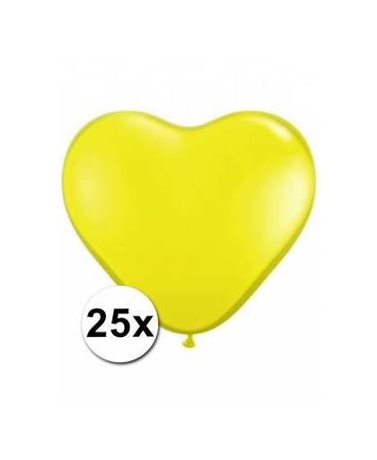 Hartjes ballonnen geel 25 stuks