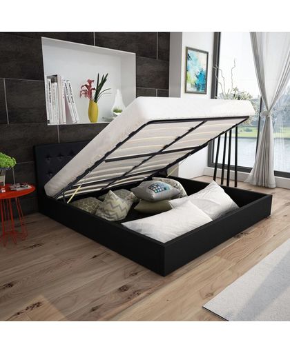 vidaXL Bed met matras en opslagruimte 140x200 cm kunstleer