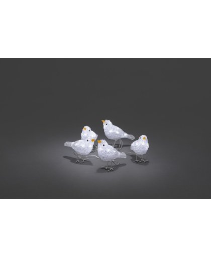Konstsmide 6144 - Verlicht kerstfiguur - 40 lamps LED acrylset van 5 vogeltjes - 11.5x16 cm - 24V - voor buiten - koelwit