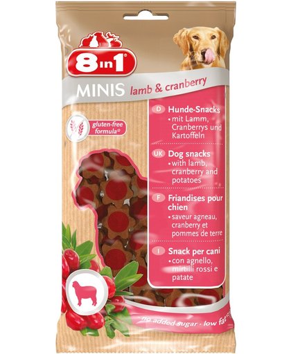 8in1 Minis Lam & Cranberry - Hondensnack - 100 g