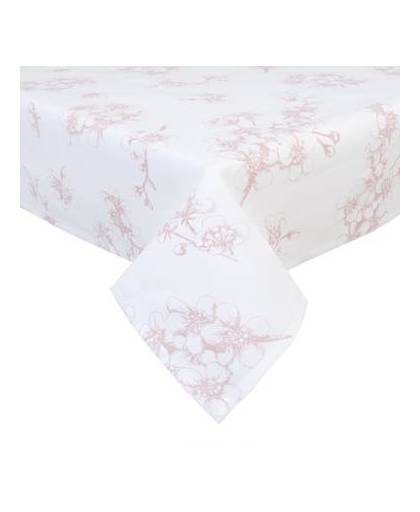 Clayre & eef tafelkleed 150x150 cm - wit, roze - katoen, 100% katoen