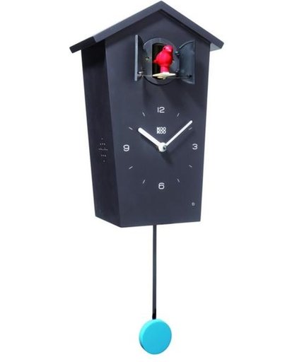 Koekoeksklok Birdhouse KooKoo - Klok - Rechthoek - Hout - 10x17 cm - Zwart