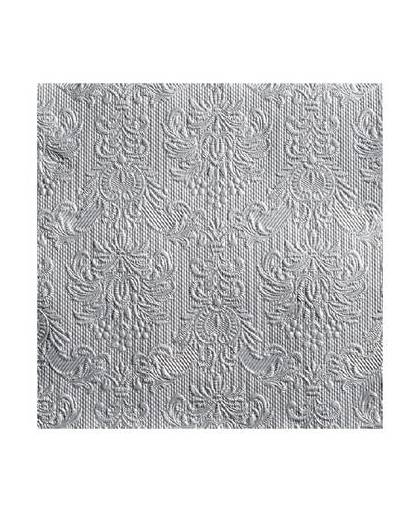 Luxe servetten barok patroon zilver 3-laags 15 stuks