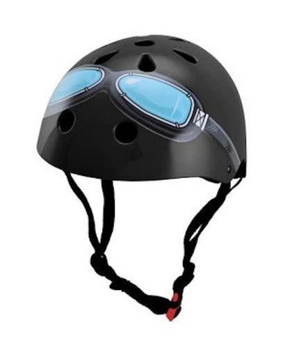 Kiddimoto - Zwarte Bril - Medium - Geschikt voor 4-10jarige of hoofdomtrek van 53 tot 58 cm - Skatehelm - Fietshelm - Kinderhelm - Stoere helm - Jongens helm