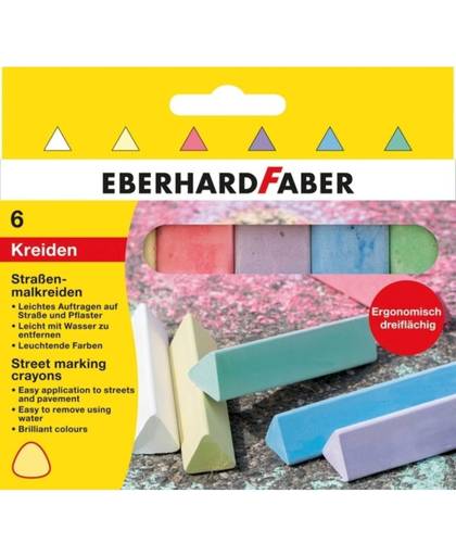 Eberhard Faber EF-526503 Stoepkrijt 3-kantig 6 Stuks Assorti