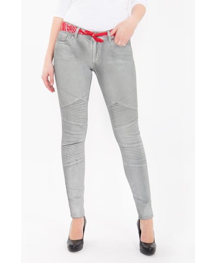 QUEEN KEROSIN Skinny jeans met glanzende print Holly-MAAT 31