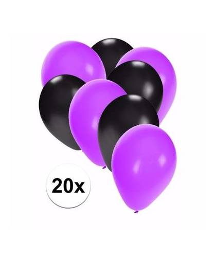 Zwart en paarse halloween ballonnen 20 stuks