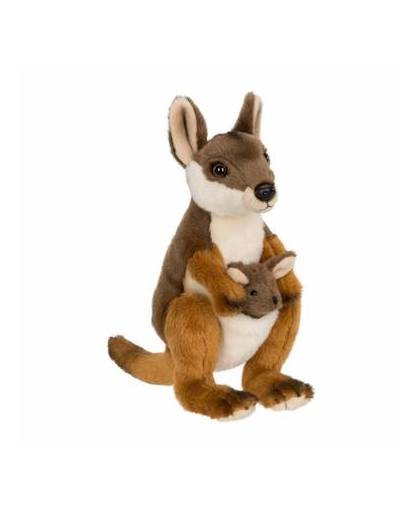 Wnf pluche kangoeroe met baby knuffel 19 cm