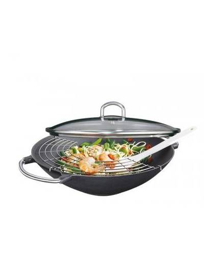 Gietijzeren wok-set "premium" - 36cm - küchenprofi