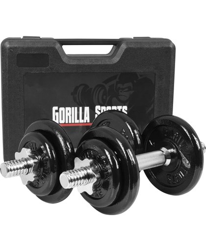 Gorilla Sports Dumbellset 20 kg -Gietijzer -incl. Koffer