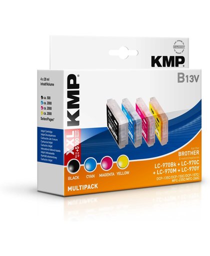 KMP Inkt vervangt Brother LC-970 Compatibel Combipack Zwart, Cyaan, Magenta, Geel B13V 1060,0050