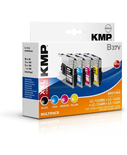 KMP Inkt vervangt Brother LC-1240 Compatibel Combipack Zwart, Cyaan, Magenta, Geel B37V 1524,0050