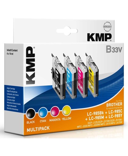 KMP Inkt vervangt Brother LC-985 Compatibel Combipack Zwart, Cyaan, Magenta, Geel B33V 1523,0050