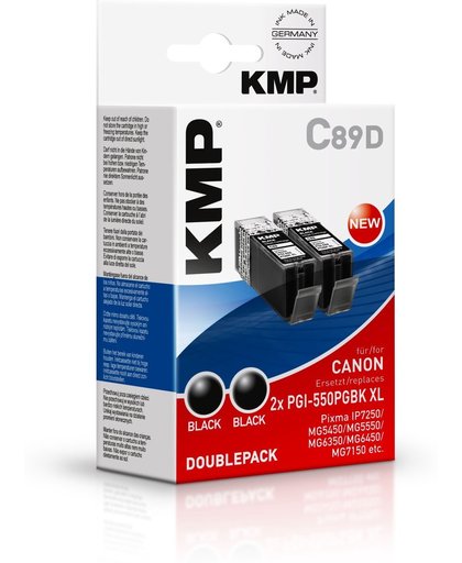 KMP Inkt vervangt Canon PGI-550BK, PGI-550BK XL Compatibel 2-pack Zwart C89D 1518,0021