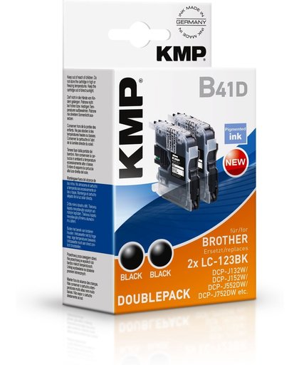 KMP Inkt vervangt Brother LC-123 Compatibel 2-pack Zwart B41D 1525,0021