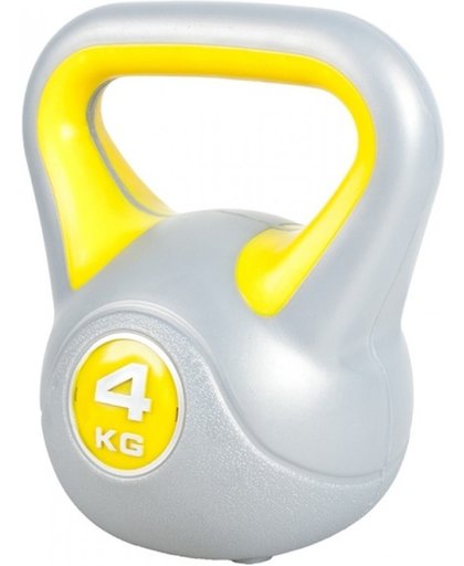Gorilla Sports Kettlebell 4 kg Kunststof Trendy (grijs/geel)