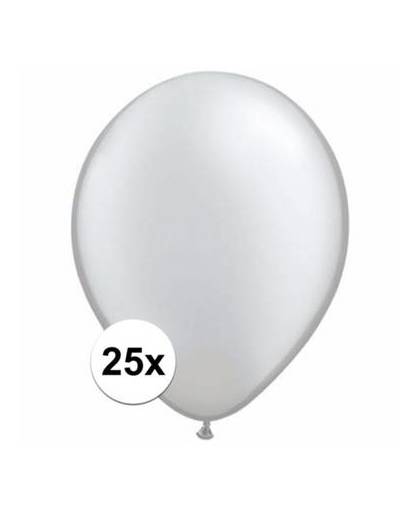 Metallic zilveren ballonnen 25 stuks