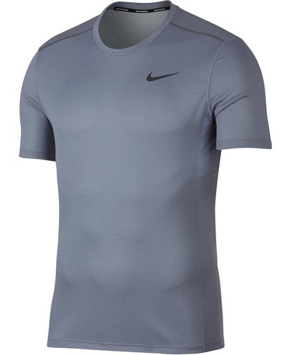 Nike Miler Tech SS  Sportshirt - Maat L  - Mannen - grijs/blauw