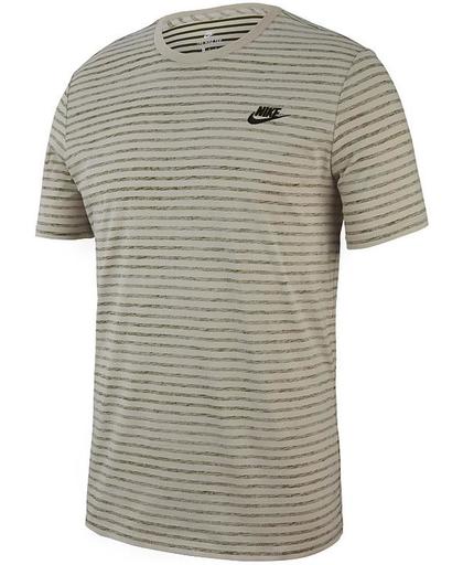 Nike NSW Striped Tee Sportshirt Heren - Beige/Zwart
