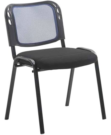 Clp Bezoekersstoel MICHELLE, wachtkamerstoel, stapelbaar, conferentiestoel, vergaderstoel, bekleding van ademend mesh textiel, - zwart/blauw,