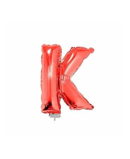 Rode opblaas letter k op stokje 41 cm
