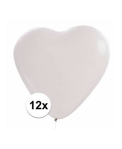 12x hartjes ballonnen wit