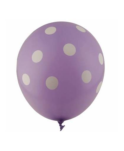 Lila ballonnen met witte stippen 30 cm 5st