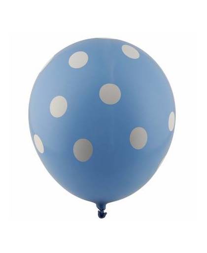Blauwe ballonnen met witte stippen 30 cm 5st
