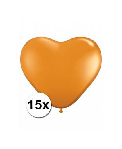 Hartjes ballonnen oranje 15 stuks