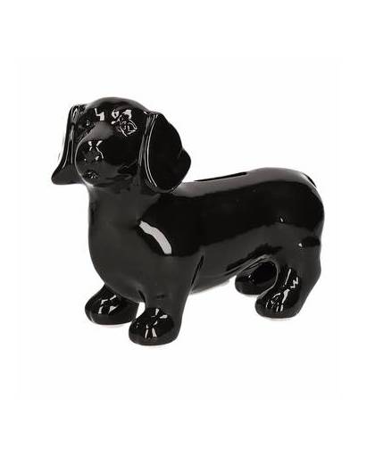 Spaarpot hond teckel zwart 20 cm
