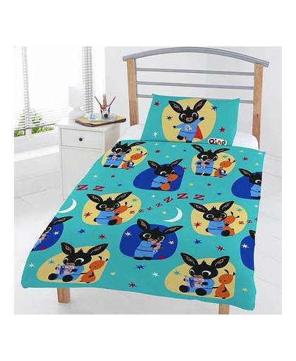 Bedtime - dekbedovertrek - eenpersoons - 120 x 150 cm - blauw - bing bunny
